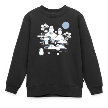 Chilling Monkeys in a Hot Spring l weiß blau navy - Kinder Premium Organic Sweatshirt - Schwarz - Vorne - AI Model Kid Female (0cm)