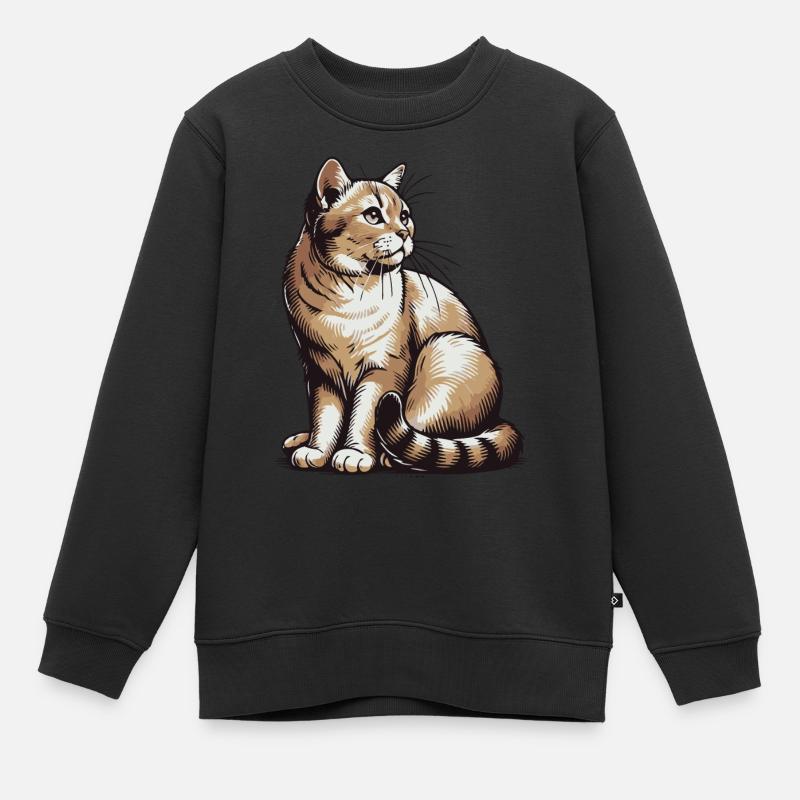 Chat - Sweat Premium enfant bio - noir
