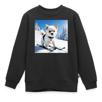Paw Tracks Snow Penguin Design - Kids Premium Organic Sweatshirt - black - Front - AI Model Kid Female (0cm)