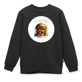 Yummy Burger Kunst - Kinder Premium Organic Sweatshirt - Schwarz - Vorne - AI Model Kid Female (0cm)
