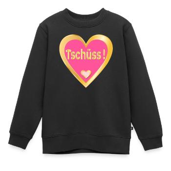 ABSCHIED TSCHÜSS SPRÜCHE - HERZ - Kinder Premium Organic Sweatshirt - Schwarz - Vorne - AI Model Kid Female (0cm)