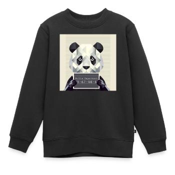 Panda Mugshot – Pris avec des animaux ! - Sweat Premium enfant bio - noir - Devant - AI Model Kid Female (0cm)