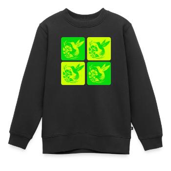 Kolibri & Blüte – Nature Design - Kinder Premium Organic Sweatshirt - Schwarz - Vorne - AI Model Kid Female (0cm)