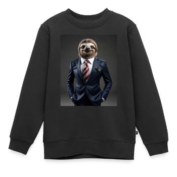 Business Man Faultier - Kinder Premium Organic Sweatshirt - Schwarz - Vorne - AI Model Kid Female (0cm)