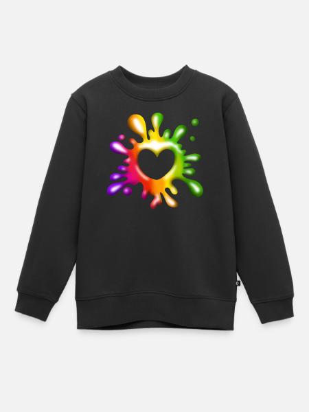 Herz Klecks - Farbenfrohe Liebe - Kinder Premium Organic Sweatshirt - Schwarz