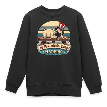 Sieste de carlin - Sweat Premium enfant bio - noir - Devant - AI Model Kid Female (0cm)