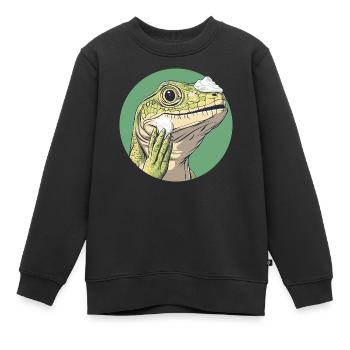 Echse beim Rasieren – Glatt wie nie! - Kinder Premium Organic Sweatshirt - Schwarz - Vorne - AI Model Kid Female (0cm)