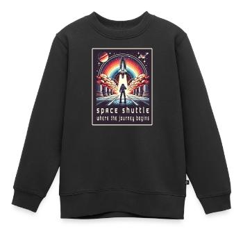 Navette spatiale - Le voyage commence - Sweat Premium enfant bio - noir - Devant - AI Model Kid Female (0cm)