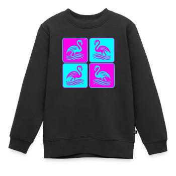 Flamingo Wellen Pop Art - Kinder Premium Organic Sweatshirt - Schwarz - Vorne - AI Model Kid Female (0cm)