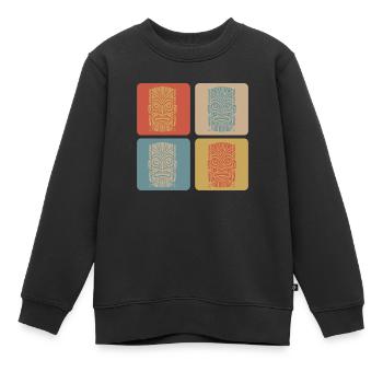 Masque Tiki - Sweat Premium enfant bio - noir - Devant - AI Model Kid Female (0cm)