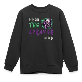 Keep Calm – The Sprayer - Kids Premium Organic Sweatshirt - black - Front - AI Model Kid Female (0cm)