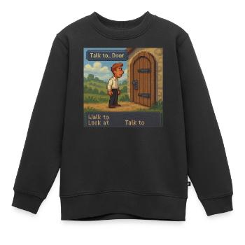 Parlez à la porte - Pixel Art Gaming - Sweat Premium enfant bio - noir - Devant - AI Model Kid Female (0cm)
