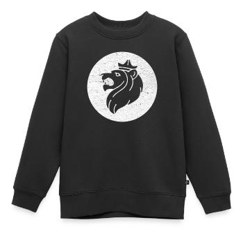 Tête de Lion de Juda dans cercle blanc, Judaisme - Sweat Premium enfant bio - noir - Devant - AI Model Kid Female (0cm)