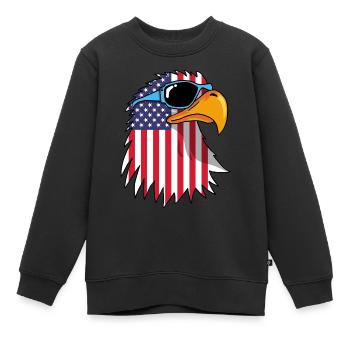 Aigle et drapeau américain - Sweat Premium enfant bio - noir - Devant - AI Model Kid Female (0cm)