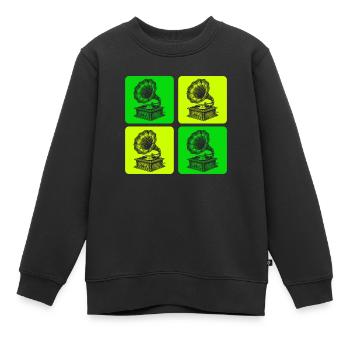 Grammophon Vintage Design - Kinder Premium Organic Sweatshirt - Schwarz - Vorne - AI Model Kid Female (0cm)