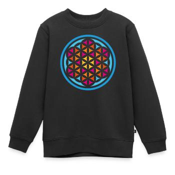 Lebensblume Mandala Yoga Indien Meditation Spirit - Kinder Premium Organic Sweatshirt - Schwarz - Vorne - AI Model Kid Female (0cm)