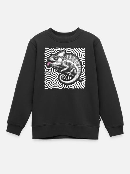 Caméléon art tribal pastel - Sweat Premium enfant bio - noir