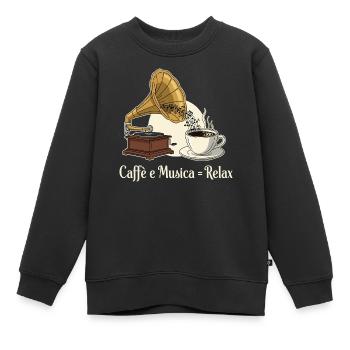 Caffè e Musica = Relax - Kinder Premium Organic Sweatshirt - Schwarz - Vorne - AI Model Kid Female (0cm)