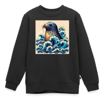 Siegel - Kinder Premium Organic Sweatshirt - Schwarz - Vorne - AI Model Kid Female (0cm)