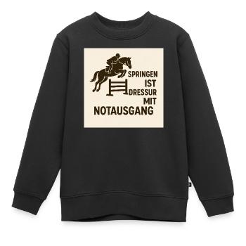 Ausbruchssprung Reiterwitz - Kinder Premium Organic Sweatshirt - Schwarz - Vorne - AI Model Kid Female (0cm)