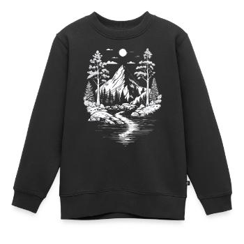 Naturliebhaber Berg Natur Landschaft Bäume Fluss - Kinder Premium Organic Sweatshirt - Schwarz - Vorne - AI Model Kid Female (0cm)