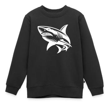Großer Hochsee Hai Tattoo Taucher Design - Kinder Premium Organic Sweatshirt - Schwarz - Vorne - AI Model Kid Female (0cm)