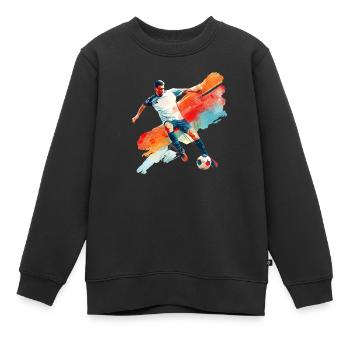 Dynamischer Fußballspieler in Bewegung - Kinder Premium Organic Sweatshirt - Schwarz - Vorne - AI Model Kid Female (0cm)