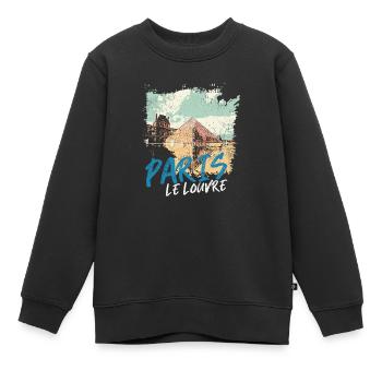 Pyramide du Louvre et Monuments de Paris - Sweat Premium enfant bio - noir - Devant - AI Model Kid Female (0cm)