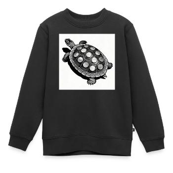 Münz-Schildkröte Geometrie - Kinder Premium Organic Sweatshirt - Schwarz - Vorne - AI Model Kid Female (0cm)