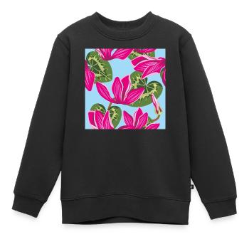 Helles Muster mit Alpenveilchenblüten - Kinder Premium Organic Sweatshirt - Schwarz - Vorne - AI Model Kid Female (0cm)