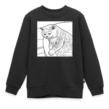 Linienzeichnung Entspannter Stubentiger - Kinder Premium Organic Sweatshirt - Schwarz - Vorne - AI Model Kid Female (0cm)