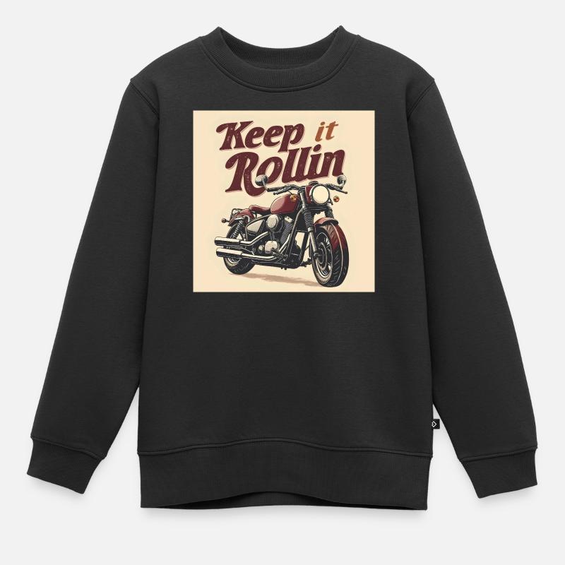 Keep it Rollin' – Typographie minimaliste - Sweat Premium enfant bio - noir