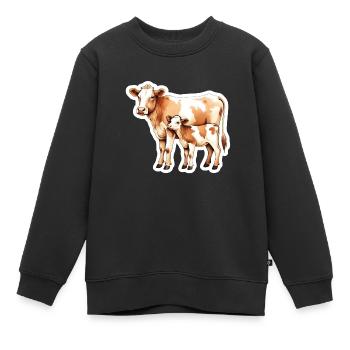 Kuhliebe – Mutter und Kalb - Kinder Premium Organic Sweatshirt - Schwarz - Vorne - AI Model Kid Female (0cm)