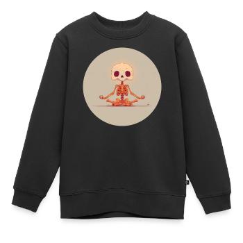 Skelett Meditationspose in Orange - Kinder Premium Organic Sweatshirt - Schwarz - Vorne - AI Model Kid Female (0cm)