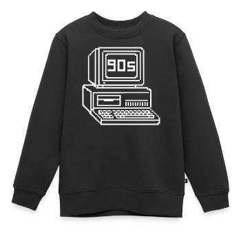 Console rétro des années 90 Pixel Art - Sweat Premium enfant bio - noir - Devant - AI Model Kid Female (0cm)