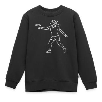 Croquis de joueur de disc golf – Motif minimaliste - Sweat Premium enfant bio - noir - Devant - AI Model Kid Female (0cm)