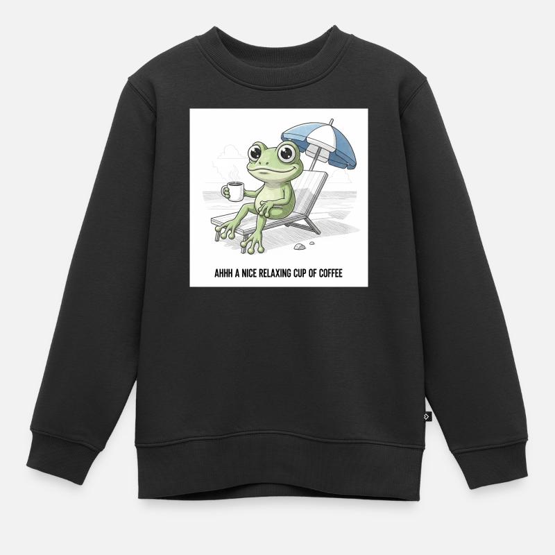 Frog Beach Coffee Chill - Kids Premium Organic Sweatshirt - black