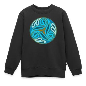 Sphère celte Bleue - Sweat Premium enfant bio - noir - Devant - AI Model Kid Female (0cm)