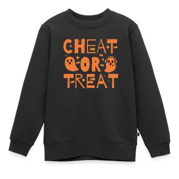 Cheat or Treat – Halloween for gamer ghosts - Kids Premium Organic Sweatshirt - black - Front - AI Model Kid Female (0cm)