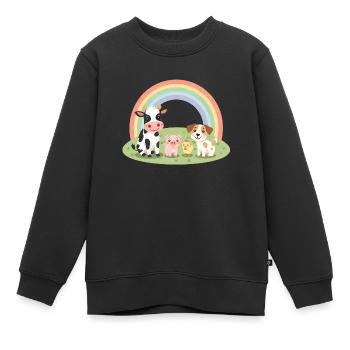 Les animaux sont des amis Pastel Ferme Design de ferme - Sweat Premium enfant bio - noir - Devant - AI Model Kid Female (0cm)
