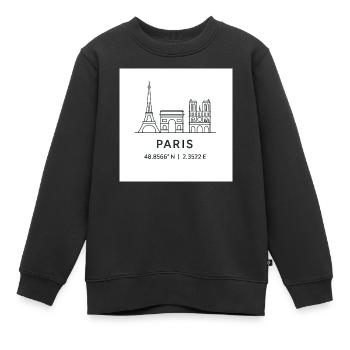 Paris Linienkunst Silhouette Wahrzeichen - Kinder Premium Organic Sweatshirt - Schwarz - Vorne - AI Model Kid Female (0cm)