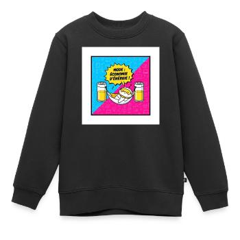 Mode économie d'énergie Hamac - Sweat Premium enfant bio - noir - Devant - AI Model Kid Female (0cm)