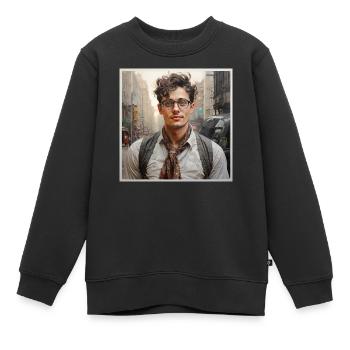 Indie Street Portrait Lunettes - Sweat Premium enfant bio - noir - Devant - AI Model Kid Female (0cm)