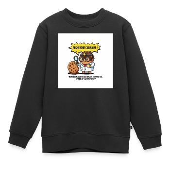 Recherche Culinaire Gourmande - Sweat Premium enfant bio - noir - Devant - AI Model Kid Female (0cm)