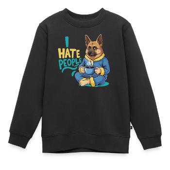 Berger Café Matin Grouch Drôle Chien - Sweat Premium enfant bio - noir - Devant - AI Model Kid Female (0cm)