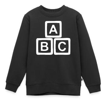 Style de panneau de bloc ABC - Sweat Premium enfant bio - noir - Devant - AI Model Kid Female (0cm)