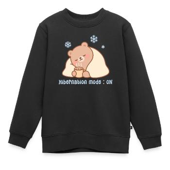 Hibernation mode - Ours cosy kawaii hiver - Sweat Premium enfant bio - noir - Devant - AI Model Kid Female (0cm)