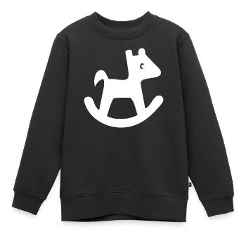 Silhouette de cheval à bascule - Sweat Premium enfant bio - noir - Devant - AI Model Kid Female (0cm)