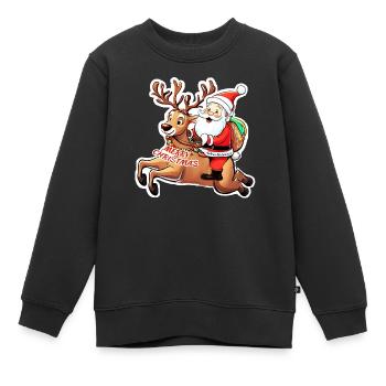 Babbo Natale - Weihnachtsmann Frohe Weihnachten - Kinder Premium Organic Sweatshirt - Schwarz - Vorne - AI Model Kid Female (0cm)