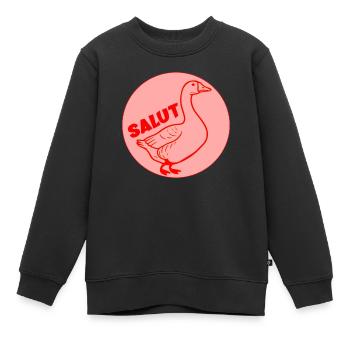 oie amusante salut - Sweat Premium enfant bio - noir - Devant - AI Model Kid Female (0cm)